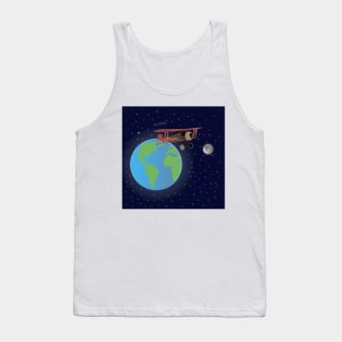 Red Biplane in Outer Space Tank Top